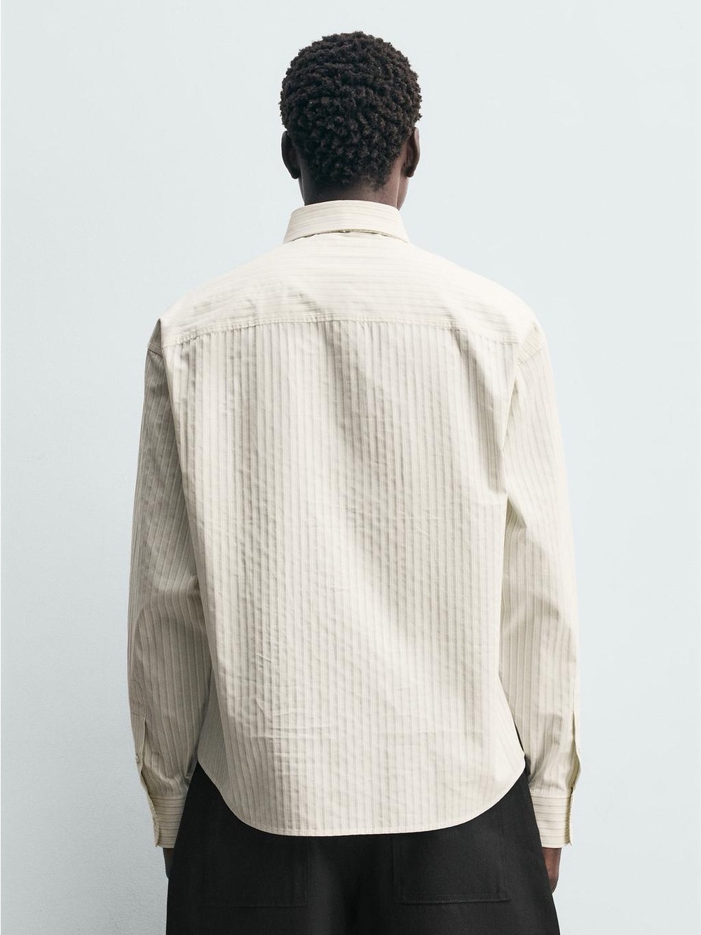 Combination Striped Tie Shirt Ecru - Picture 9 of 16